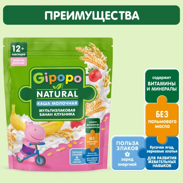 Каша сухая молочная GIPOPO (Гипопо) Овсяная Банан 8*200 г пауч 672 шт/пал