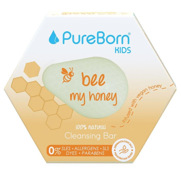 PureBorn Kids: Bee my honey, детское мыло для заботы нежной кожи со вкусом меда, 100 г