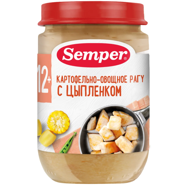 Пюре Semper рагу картофельно-овощное с цыпленком 12м+ 190 гр
