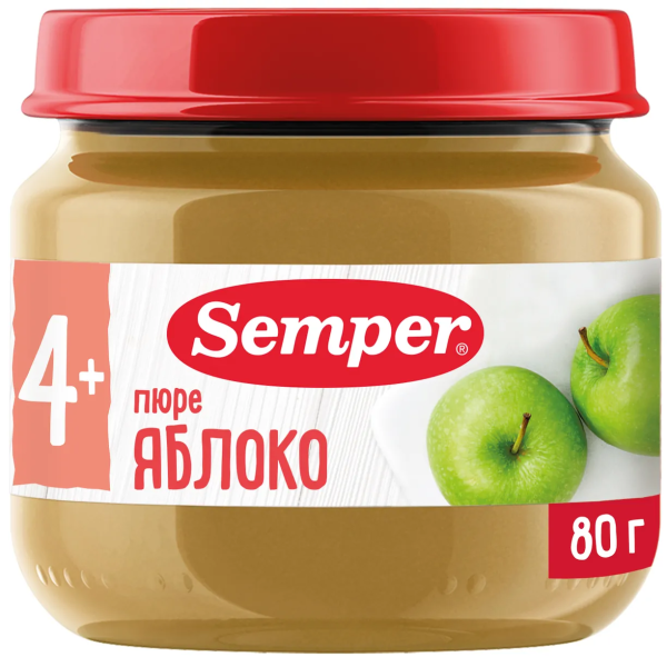 Пюре Semper яблоко 4м+ 80 гр