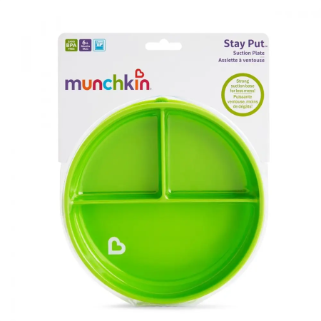 Munchkin детская тарелочка секционная на присоске Stay Put™, Зеленый, 6+