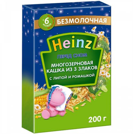 Каша безмолочная Heinz «Перед сном» многозерновая из 3 злаков с липой и ромашкой с 6 мес. 200 г (3262)