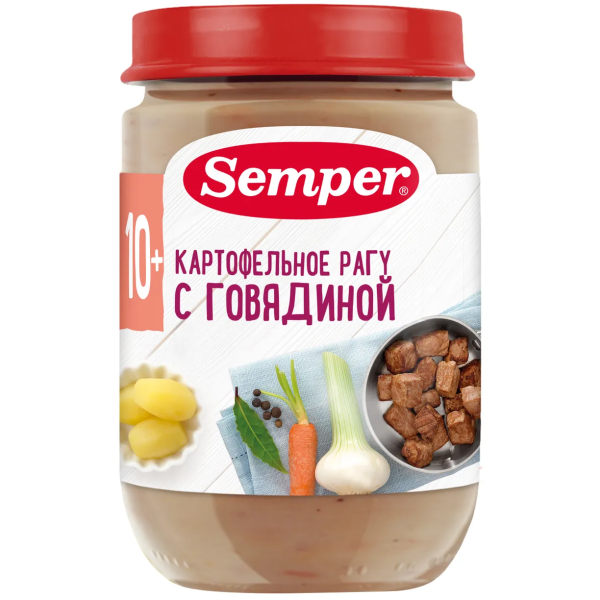 Пюре Semper картофельное рагу с говядиной 10м+ 190 гр