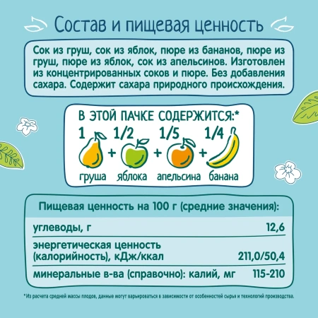 ФрутоНяня 0,2 л Сок мультифруктовый