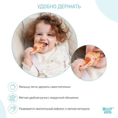 ROXY-KIDS Ниблер для прикорма с силикон сеточкой Monkey 6+мес