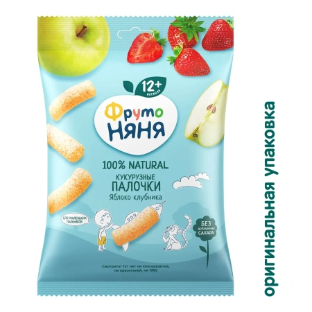 ФрутоНяня 20 гр Палочки кукурузные Яблоко и Клубника