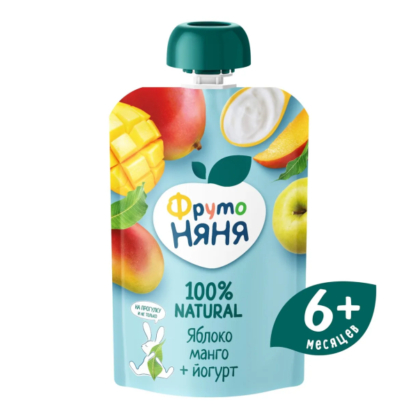 ФрутоНяня 90 гр Пюре из яблок и манго с йогуртом 