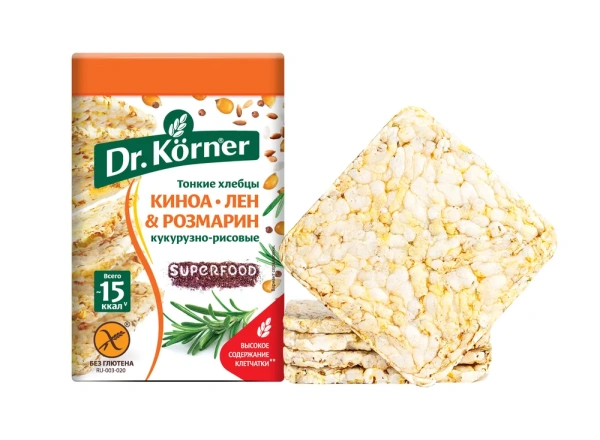 Dr. Korner тонкие хлебцы "Кукурузно рисовые из киноа  и розмарина" 100 гр