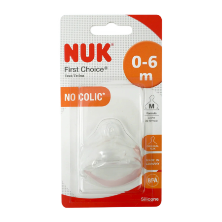 NUK соска First Choice+ силиконовый с отверстием, M, 0-6 мес
