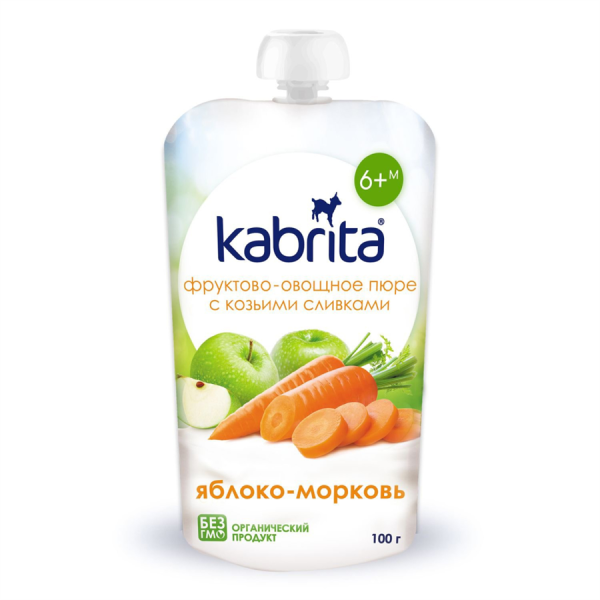 Kabrita/Кабрита пюре с козьими сливками "Яблоко-Морковь" 100гр