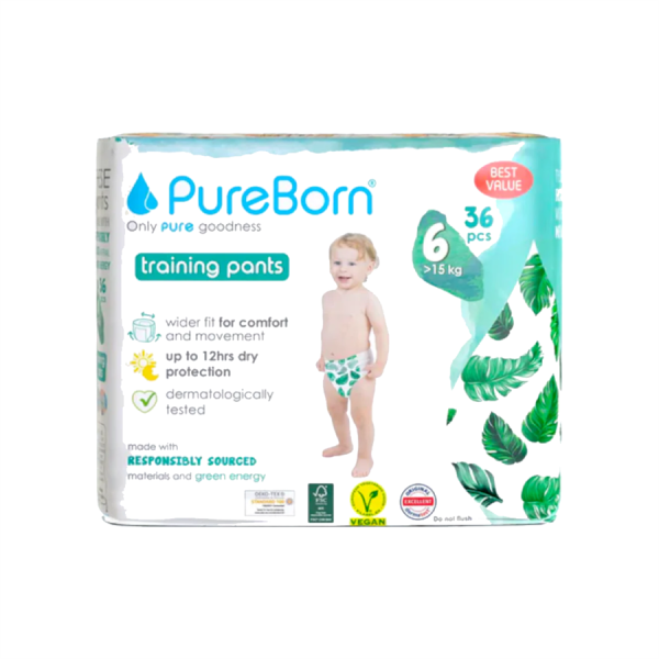 Подгузники-трусики, PUREBORN PULLUP DOUBLE PACK SIZE 6 (Leaves) 15-18 кг