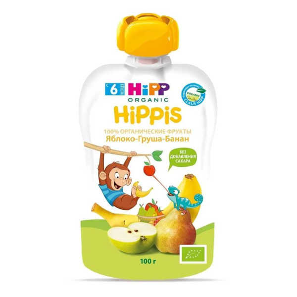 HIPP детское пюре яблоко/груша/банан 100гр