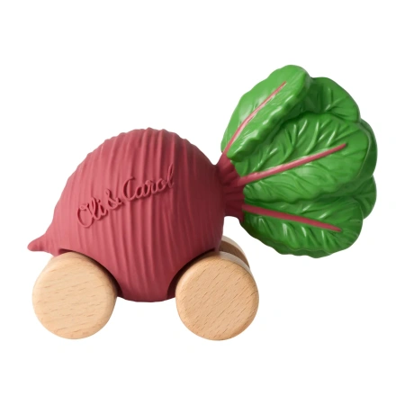 OLI&CAROL Машинка Betty the Beetroot, игрушка-прорезыватель на деревянных колёсах