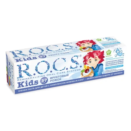 Зубная паста R.O.C.S. Kids Фруктовый рожок без фтора со вкусом мороженого