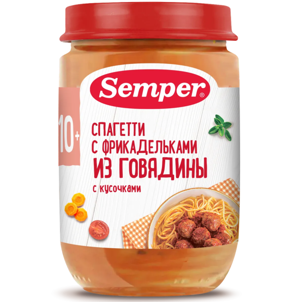 Пюре Semper спагетти с фрикадельками из говядины 10м+ 190 гр