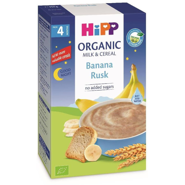 HIPP Good Night Детская молочная каша с бананом и сухариками 250гр
