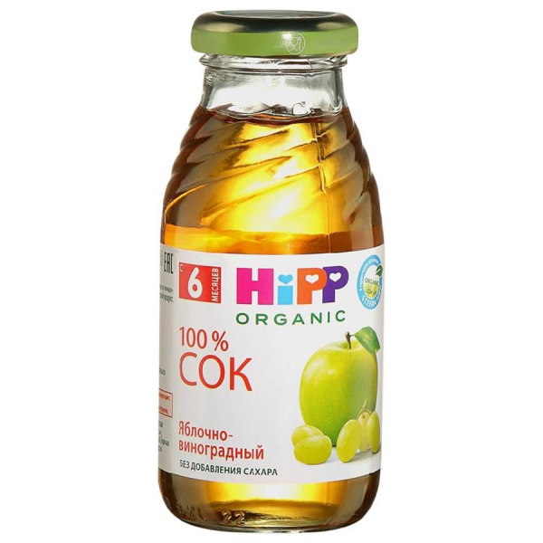 HIPP Детский Сок натуральный Яблочно-Виноградный 200мл