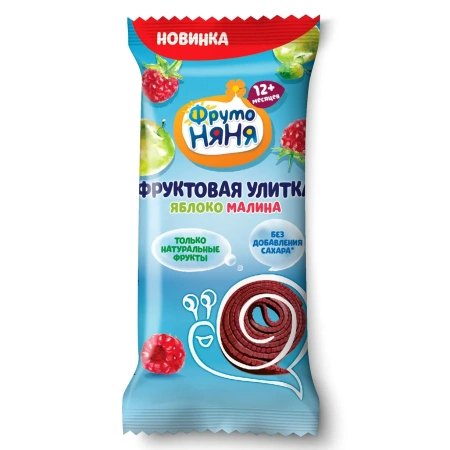 ФрутоНяня 15 гр Фруктовые Кусочки-Улитки (Яблоко, малина)