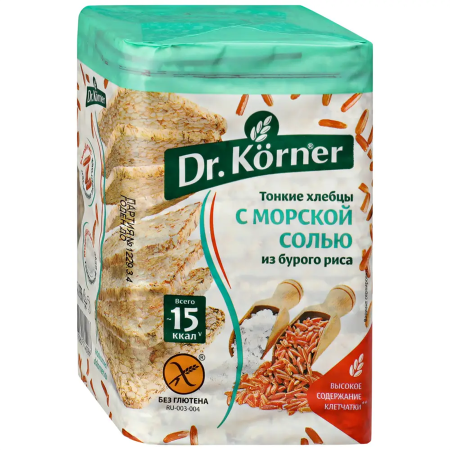 Dr. Korner тонкие хлебцы "С морской солью из бурого риса" 100 гр