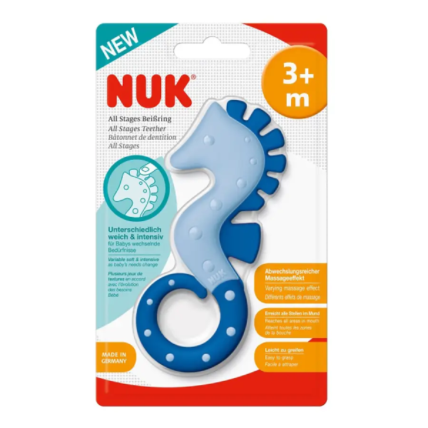 NUK прорезыватель Морской конек, Голубой, 3+