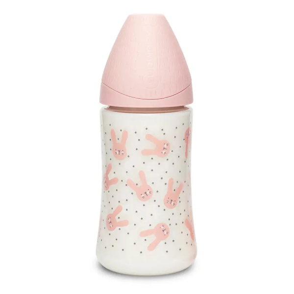 Suavinex бутылочка Premium зайчик 270мл розовый