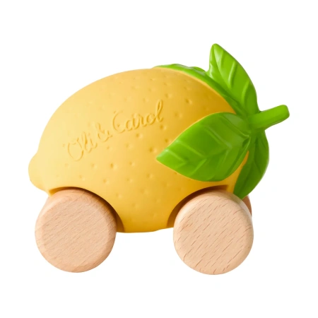 OLI&CAROL Машинка Lou the Lemon, игрушка-прорезыватель на деревянных колёсах