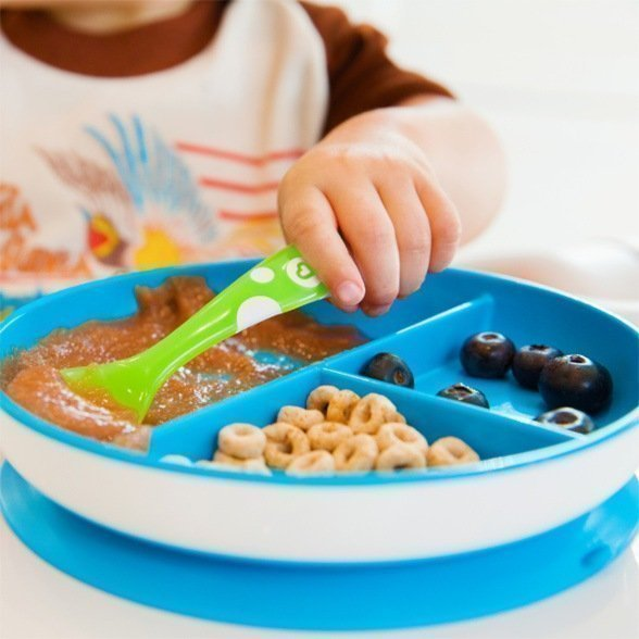 Munchkin детская тарелочка секционная на присоске Stay Put™, Голубой, 6+