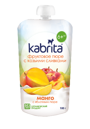 Kabrita/Кабрита пюре с козьими сливками "Манго с яблоком" 100гр