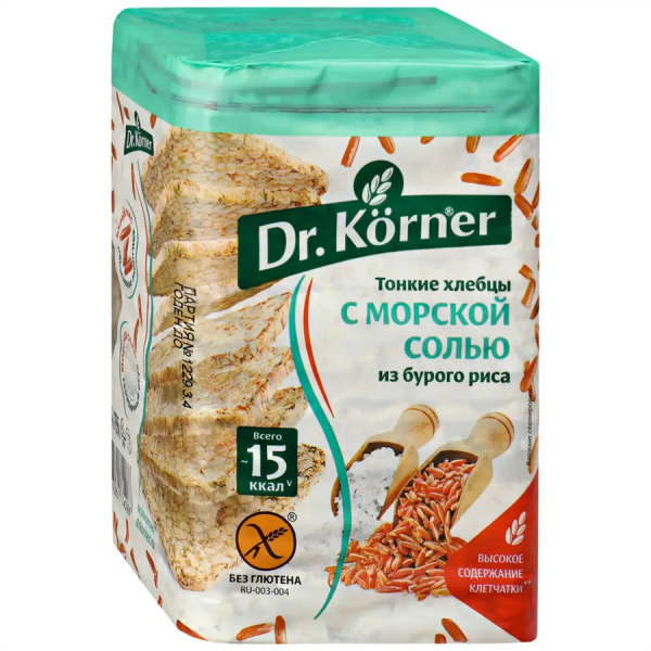 Хлебцы хрустящие "Рисовые" с морской солью Dr.Korner  100гр